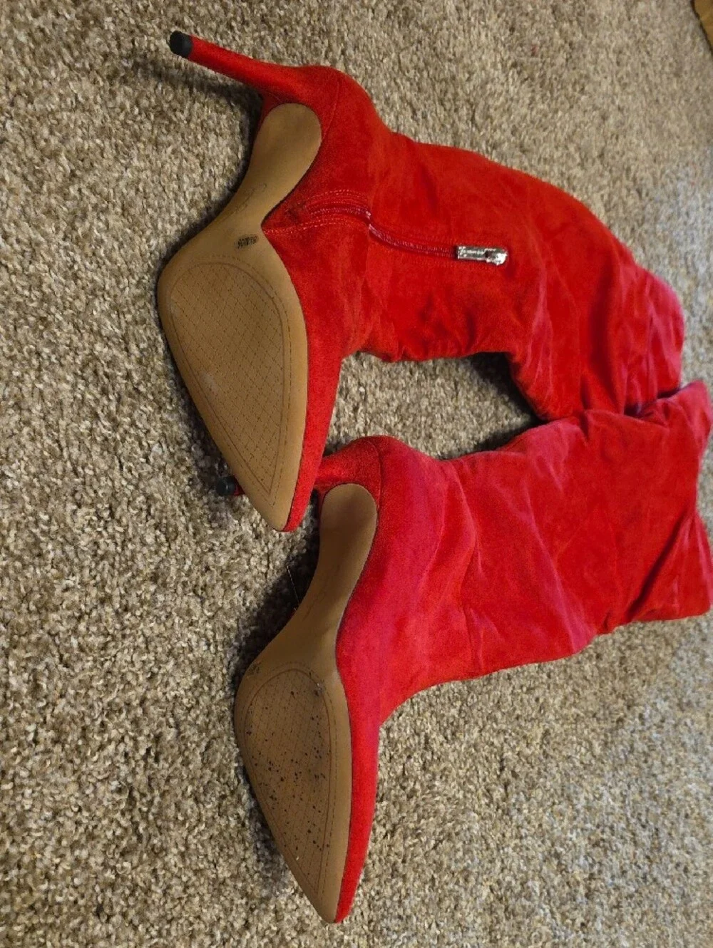 Jessica Simpson Red Suede Over-the-Knee Stiletto Boots